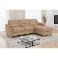 ROHOVÁ SEDAČKA, koža, cappuccino - farba duba/cappuccino, Basics, koža/drevo (244/163cm) - Sit & More