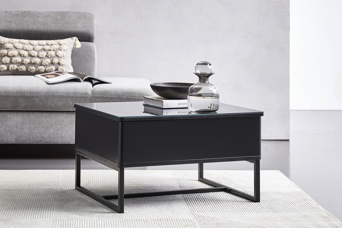 COUCHTISCH in Metall 70/40,5-65,5/60 cm  - Schwarz, Design, Metall (70/40,5-65,5/60cm) - Livetastic