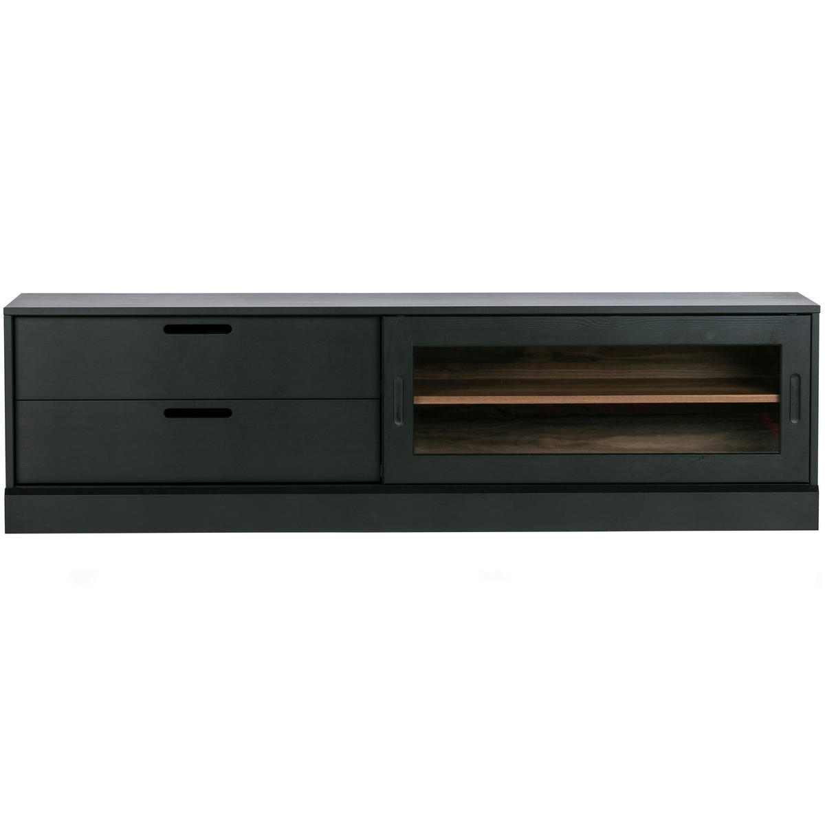 LOWBOARD James  in 180/50/42 cm  - Walnussfarben/Schwarz, Design, Holz (180/50/42cm) - Livetastic