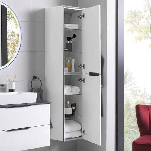 HOCHSCHRANK 32,8/163,3/32,0 cm - Weiß Hochglanz/Schwarz, Basics, Glas/Holzwerkstoff (32,8/163,3/32,0cm) - Voleo