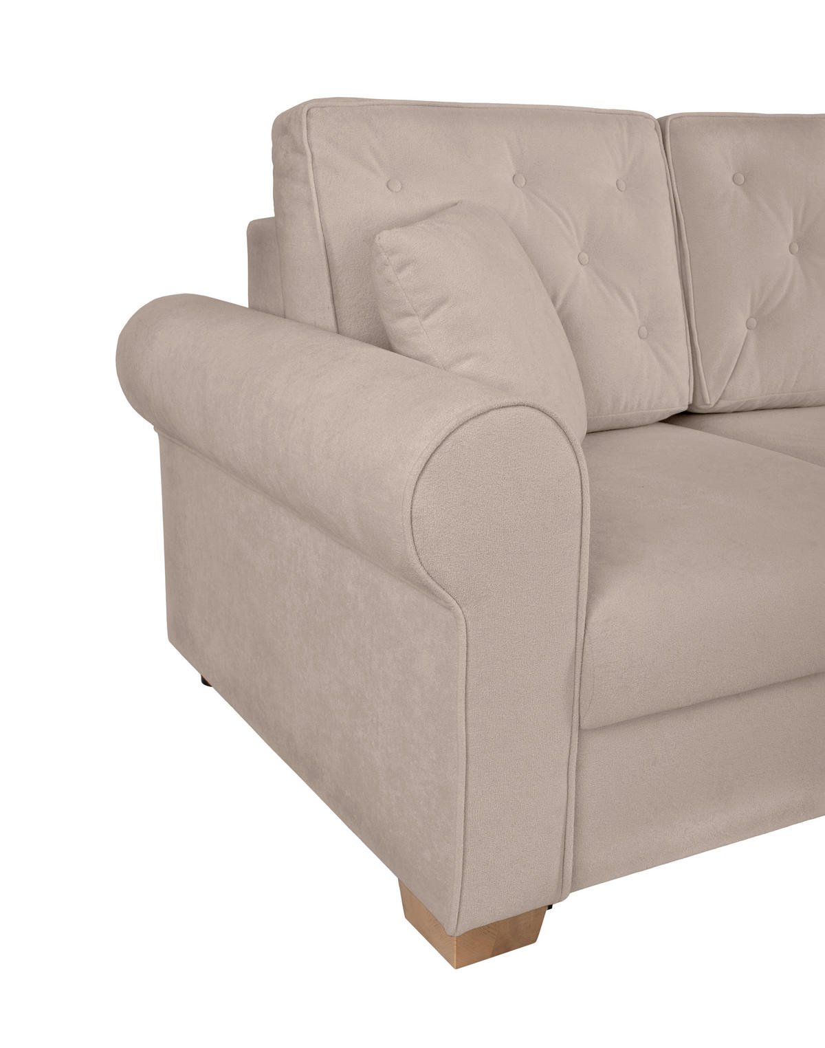 SCHLAFSOFA in Bouclé Taupe  - Taupe/Buchefarben, Design, Holz/Textil (240/94/98cm) - MID.YOU