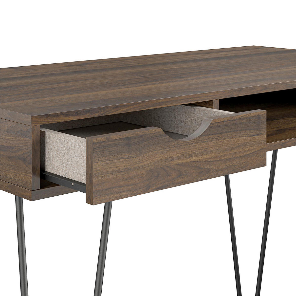 SCHREIBTISCH  in Walnussfarben  - Walnussfarben/Schwarz, Design, Holzwerkstoff/Metall (104/77/49cm) - MID.YOU