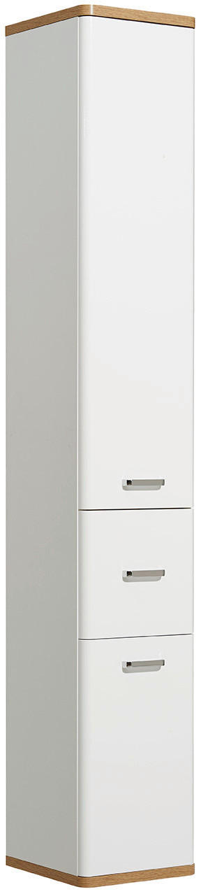 VISOKI ORMAR  bela, boja hrasta  - boja hroma/boja hrasta, Konvencionalno, staklo/pločasti materijal (30/185,5/33cm) - Xora