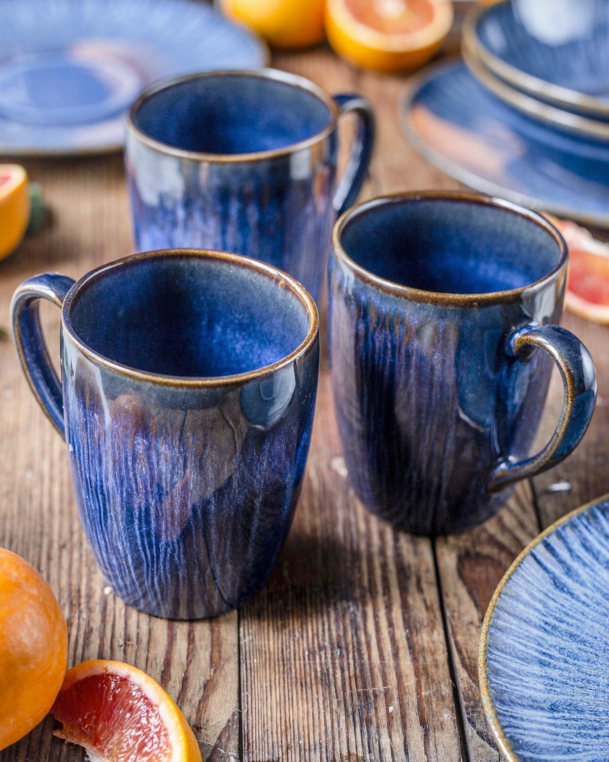 KOMBISERVICE Blau EISFALL 16-teilig 4 Personen  - Blau, Basics, Keramik - Gipfelstück