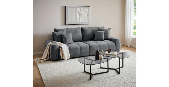 BIGSOFA Chenille Dunkelgrau - Dunkelgrau/Dunkelbraun, KONVENTIONELL, Kunststoff/Textil (250/100/90cm) - Carryhome