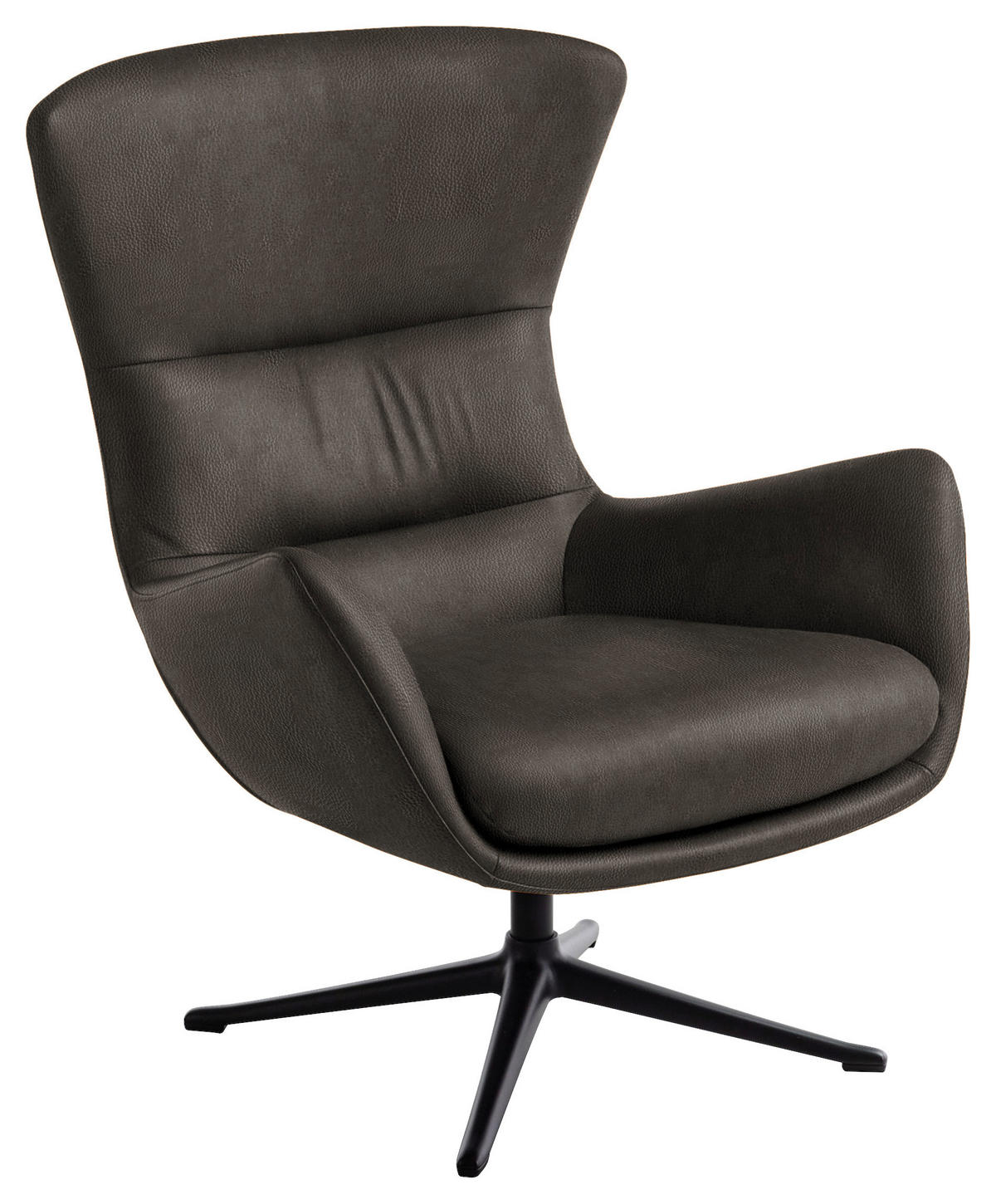 OHRENSESSEL in Dunkelgrau  - Dunkelgrau/Schwarz, Design, Leder/Metall (84/104/96cm) - home24