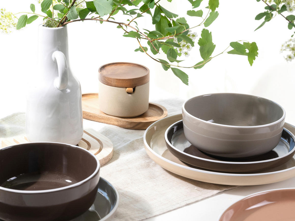 KOMBISERVICE Beige, Hellbraun, Mokka, Karamell Nordic Mocha Mousse 16-teilig 4 Personen  - Hellbraun/Beige, Basics, Keramik - Creatable