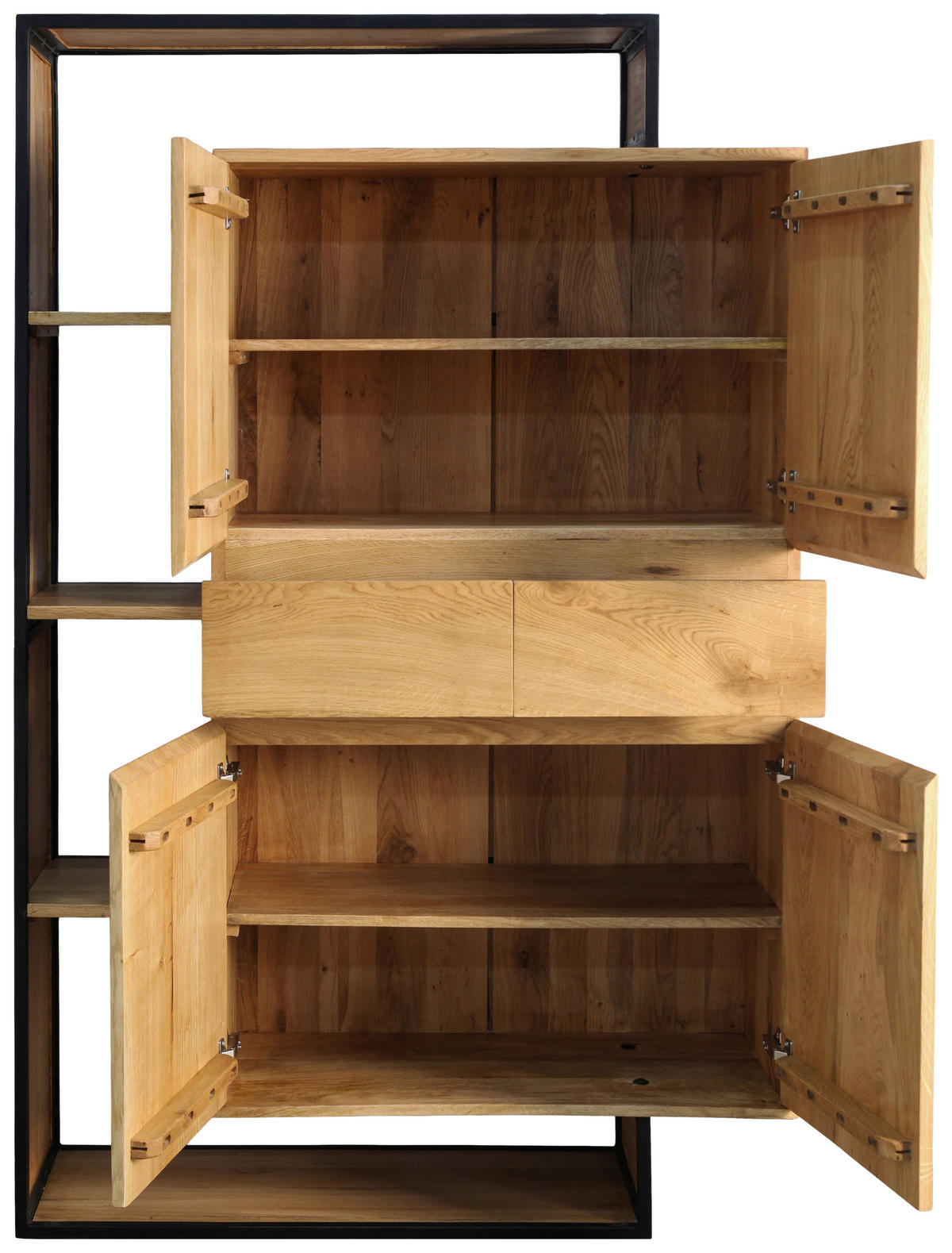 REGAL Mangoholz, Wildeiche vollmassiv Naturfarben  - Schwarz/Naturfarben, LIFESTYLE, Holz/Metall (118/183/40cm) - Landscape