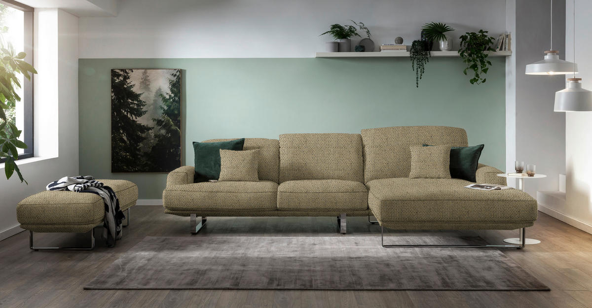 ECKSOFA in Webstoff Braun  - Braun, Design, Textil/Metall (304/184cm) - Dieter Knoll