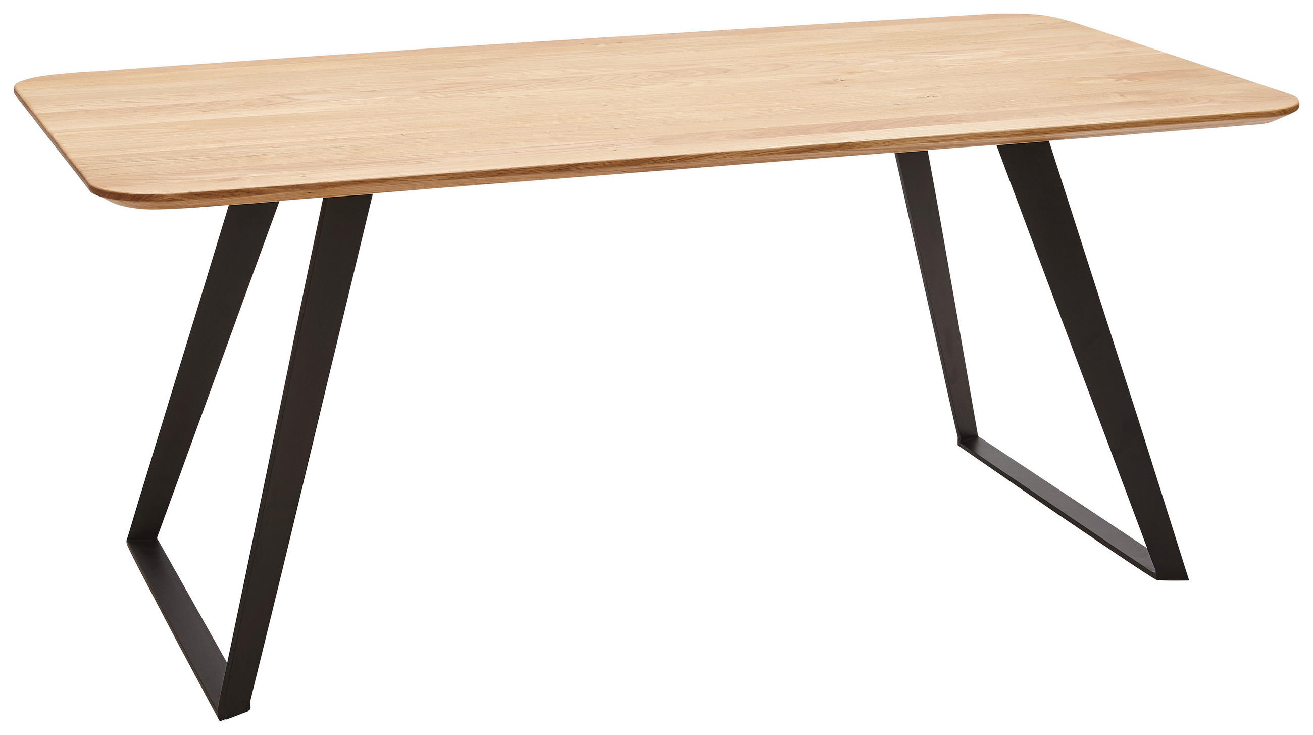 ESSTISCH Wildeiche massiv rechteckig Schwarz, Eichefarben - Eichefarben/Schwarz, Design, Holz/Metall (140/90/76cm) - Voleo