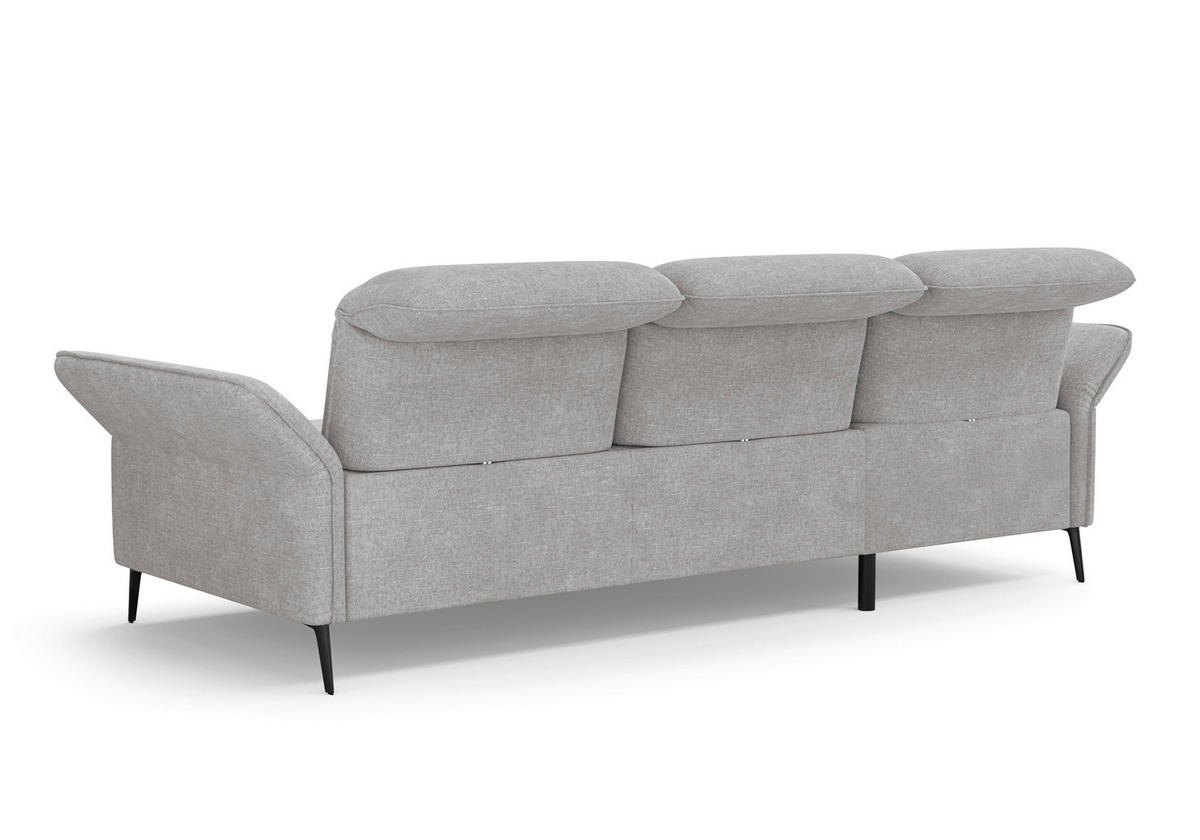 ECKSOFA in Flachgewebe Hellgrau  198/264 cm  - Hellgrau/Schwarz, KONVENTIONELL, Textil/Metall (198/264cm) - Sit & More