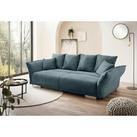 BIGSOFA in Cord Petrol  - Chromfarben/Petrol, Modern, Kunststoff/Textil (242/71/90/131cm) - Livetastic