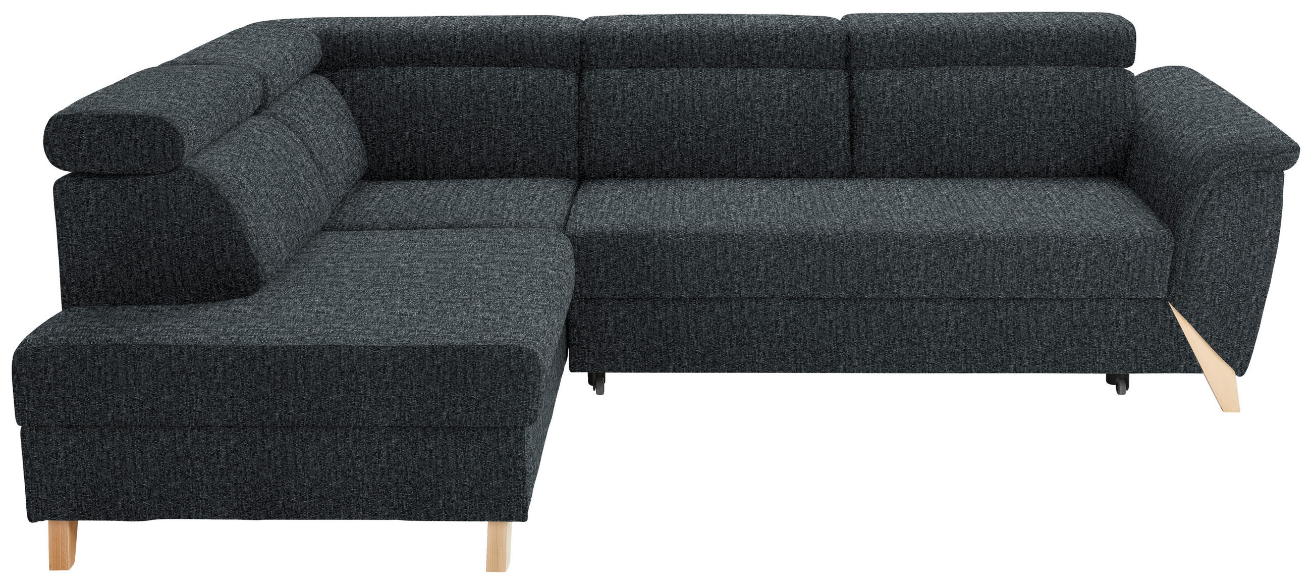 ECKSOFA in Struktur Anthrazit  200/265 cm  - Anthrazit/Naturfarben, KONVENTIONELL, Holz/Textil (200/265cm) - Stylife