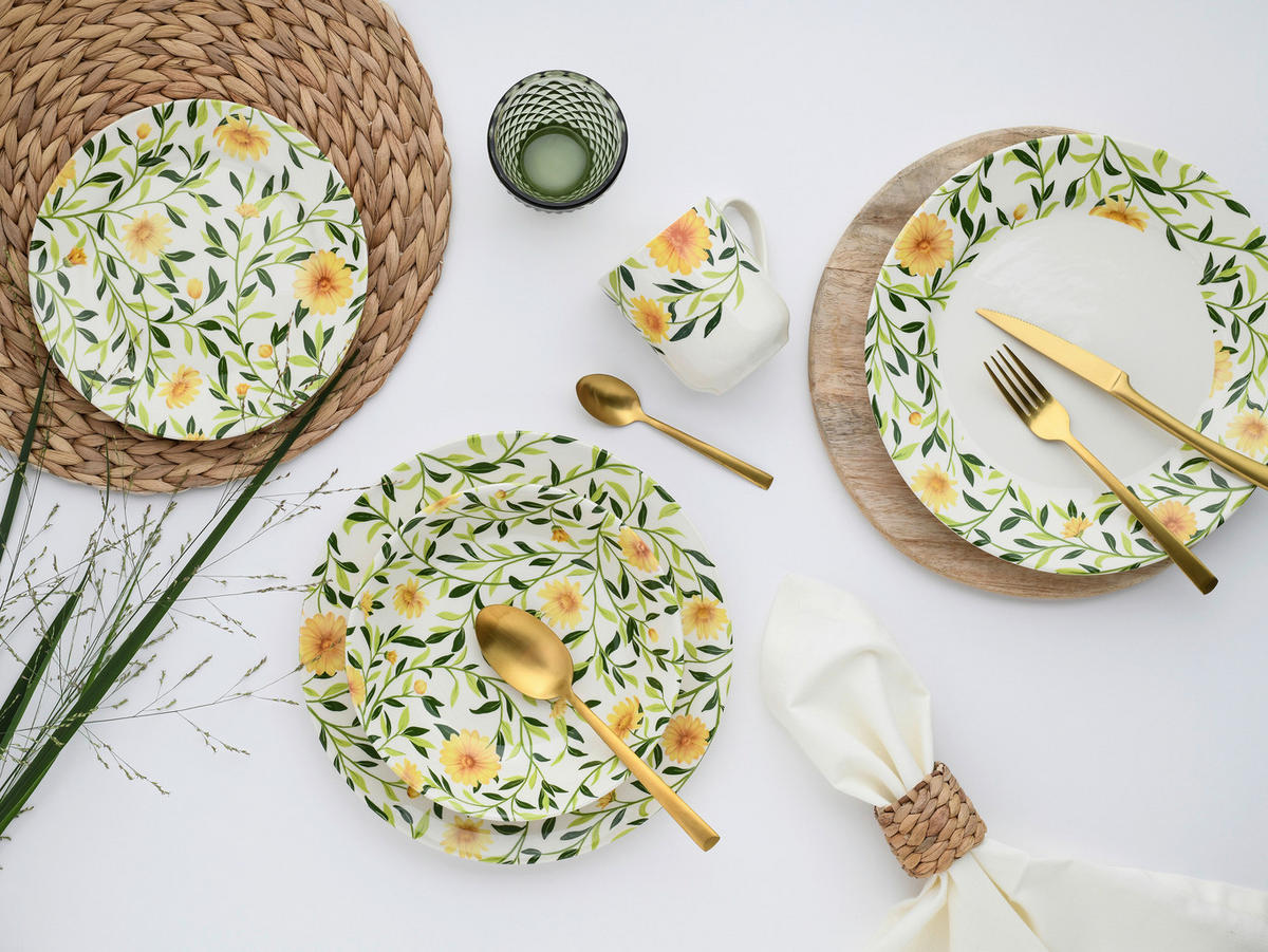 KOMPLETT SERVIS Amarilla 16 delar  - vit/grön, Basics, keramik - Creatable