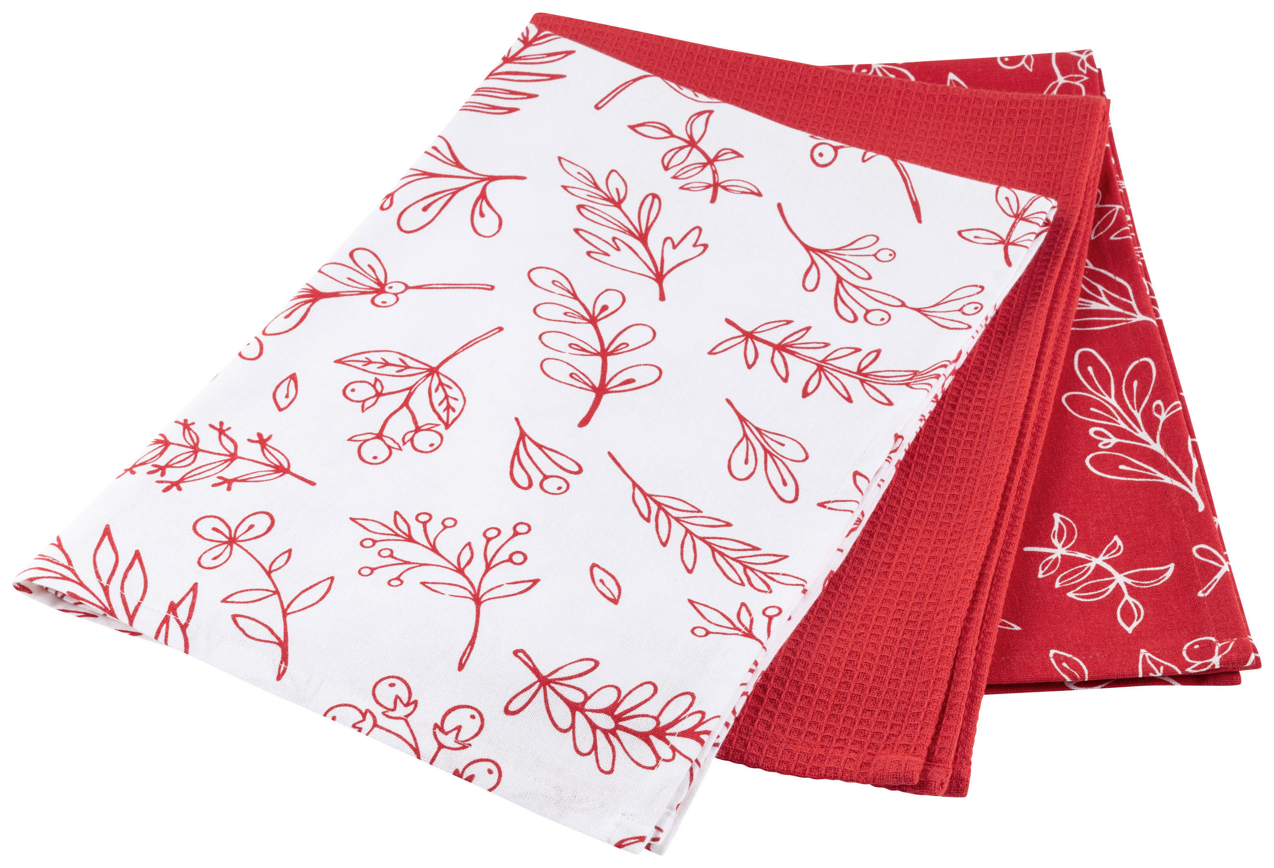 GESCHIRRTUCH-SET 3-teilig Rot  - Rot, Design, Textil (50/70cm) - X-Mas