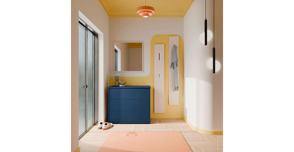 KOMMODE , 95/83/42 cm, 3 Schublade(n)  - Silberfarben/Dunkelblau, Trend, Holzwerkstoff/Kunststoff (95/83/42cm) - Carryhome