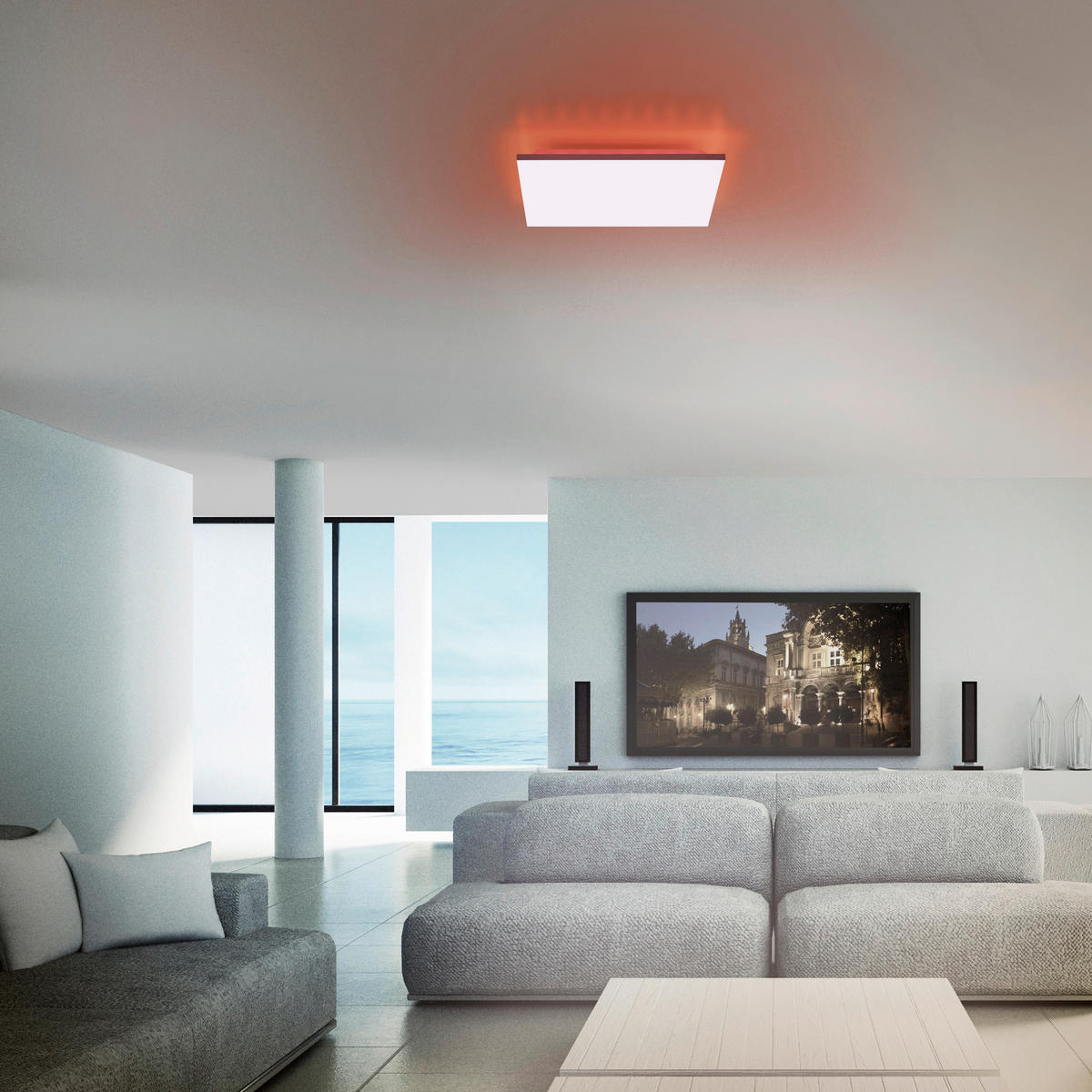 LED-DECKENLEUCHTE 45/45/7 cm   - Weiß, Design, Kunststoff/Metall (45/45/7cm)