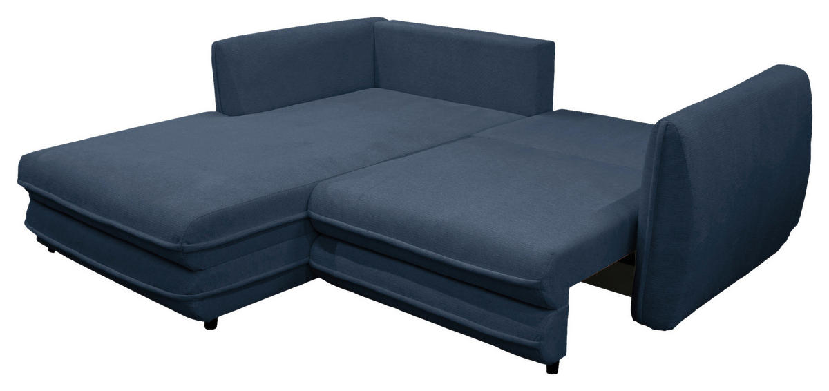 ECKSOFA Dunkelblau Struktur  - Schwarz/Dunkelblau, Design, Kunststoff/Textil (201/240cm) - MID.YOU