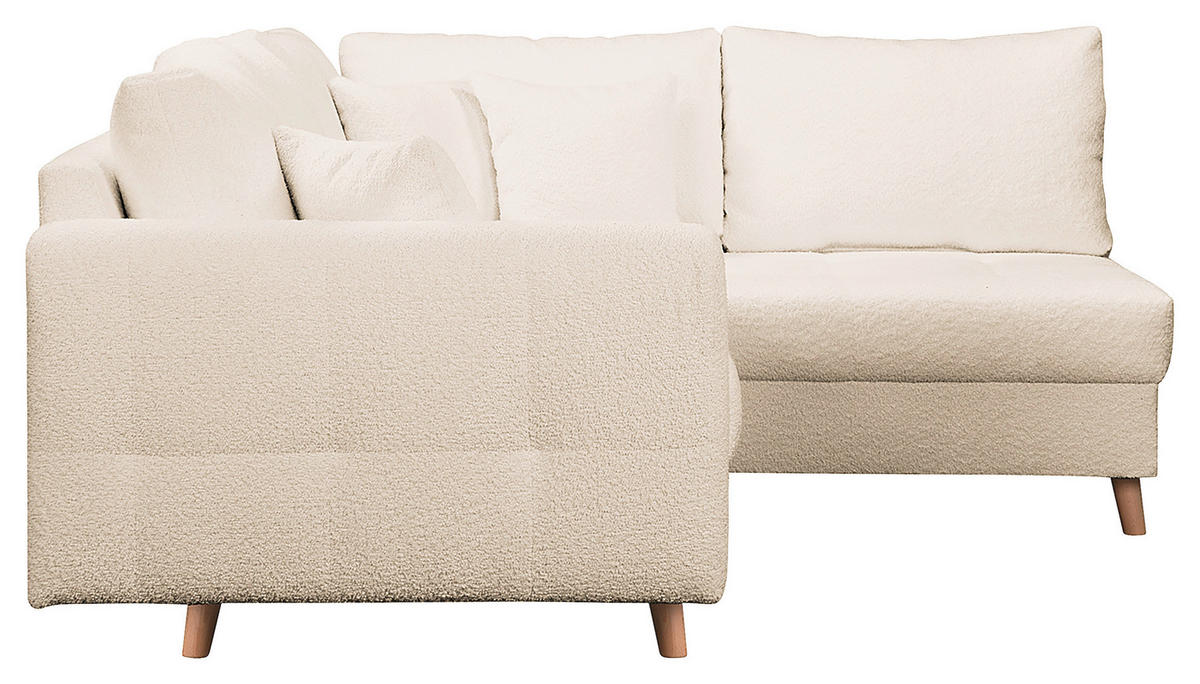 ECKSOFA Ariella Weiß Bouclé  - Naturfarben/Weiß, Design, Holz/Textil (231/161cm) - Livetastic