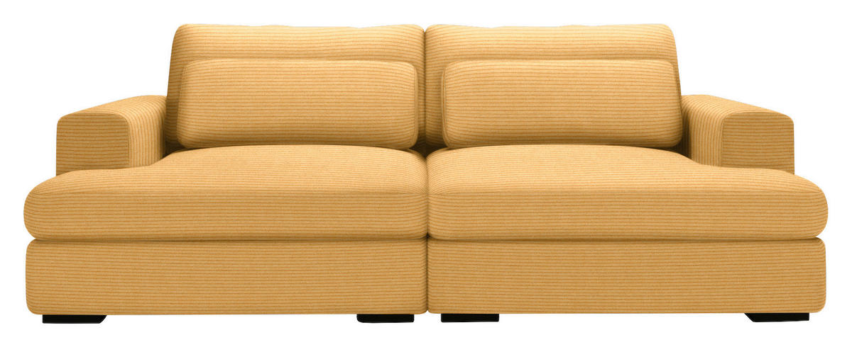 BIGSOFA in Cord Gelb  - Gelb/Schwarz, Design, Textil (223/80/158cm) - Lomoco