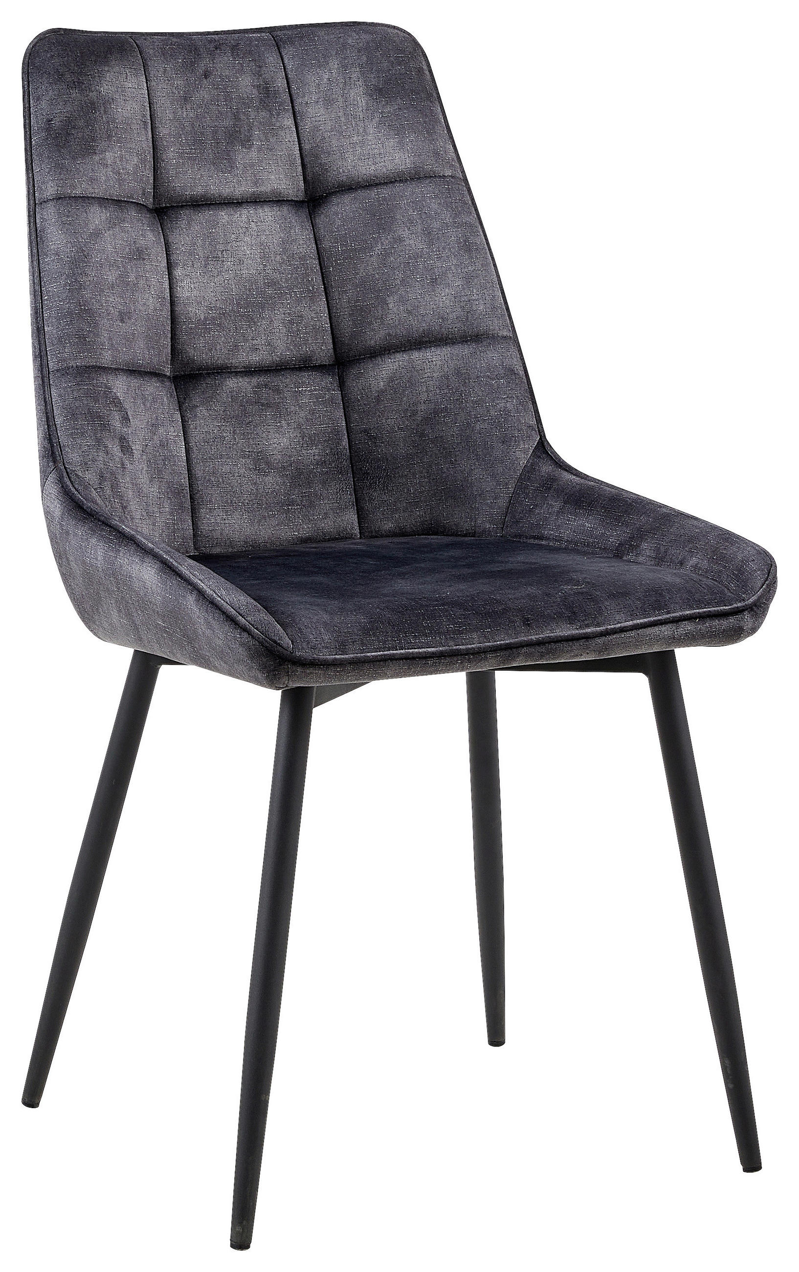 STUHL Samt Grau, Schwarz  - Schwarz/Grau, Design, Textil/Metall (48/87/60cm) - Xora