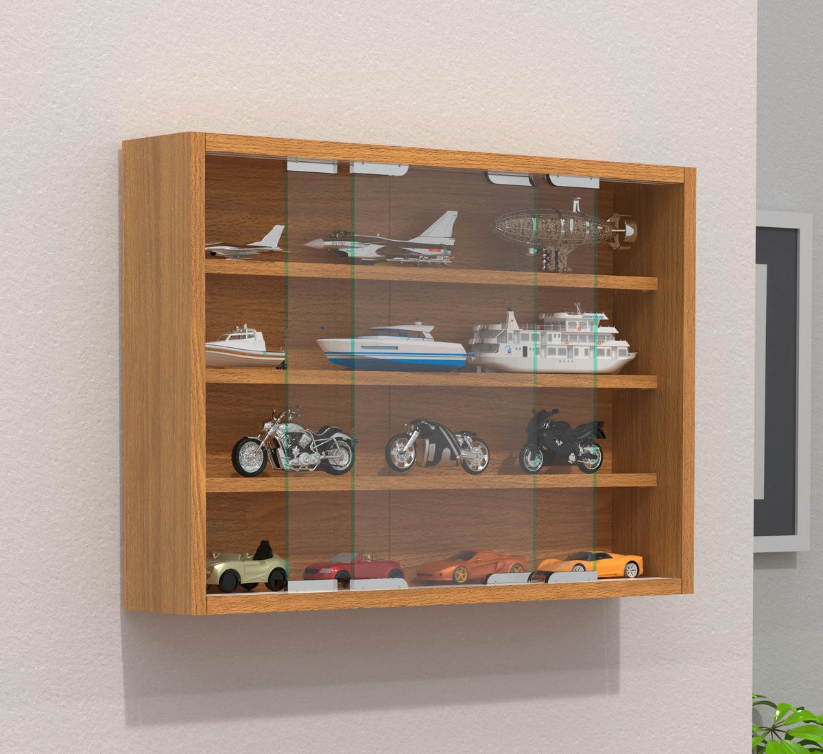 HÄNGEVITRINE in Buchefarben  - Silberfarben/Buchefarben, Modern, Glas/Holzwerkstoff (57/40/10cm) - MID.YOU