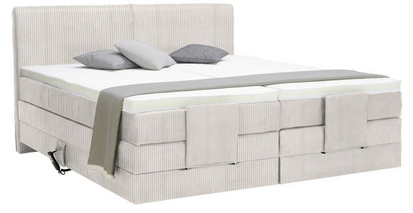 BOXSPRINGBETT 160/200 cm  in Creme  - Creme/Schwarz, Design, Kunststoff/Textil (160/200cm) - Hom`in