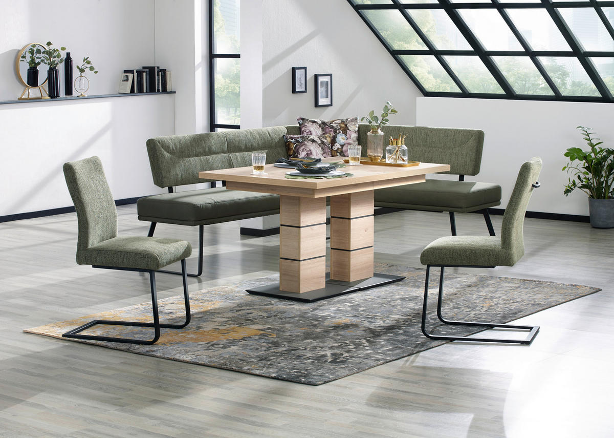 ECKBANK Metall, Textil Grün  - Schwarz/Grün, Design, Textil/Metall (225/169cm) - Dieter Knoll