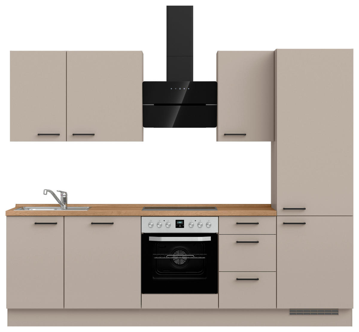 KÜCHENBLOCK Easytouch 270 cm  in Eichefarben  - Eichefarben/Schwarz, MODERN, Holzwerkstoff/Metall (270cm) - Nobilia