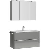 BADEZIMMER 3-teilig  in 101 cm  - Schieferfarben/Edelstahlfarben, MODERN, Holzwerkstoff/Stein (101cm) - Nobilia