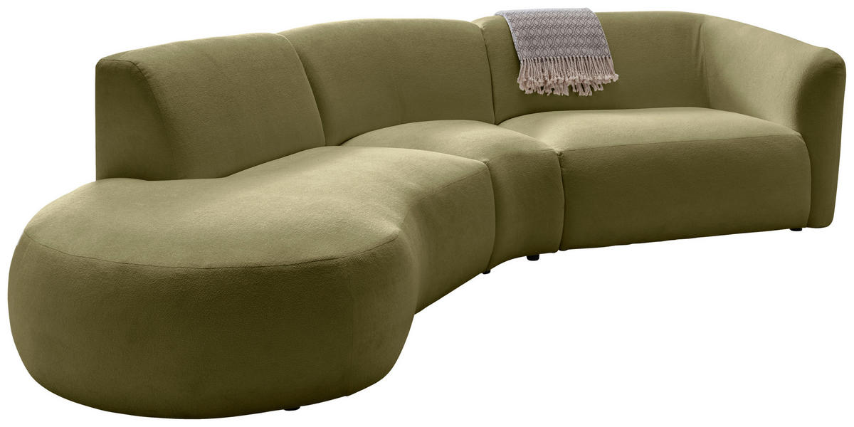 ECKSOFA in Mikrofaser Grün  - Schwarz/Grün, Modern, Kunststoff/Textil (182/276cm) - Livetastic