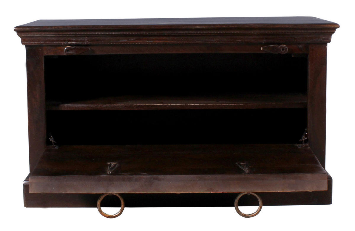 SCHUHSCHRANK Altholz massiv Braun  - Messingfarben/Braun, Design, Holz/Metall (85/50/45cm) - MID.YOU