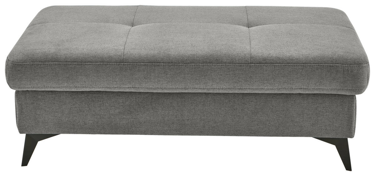 HOCKER Chenille, Flachgewebe Dunkelgrau  - Dunkelgrau/Schwarz, Design, Textil/Metall (131/45/83cm) - Dieter Knoll