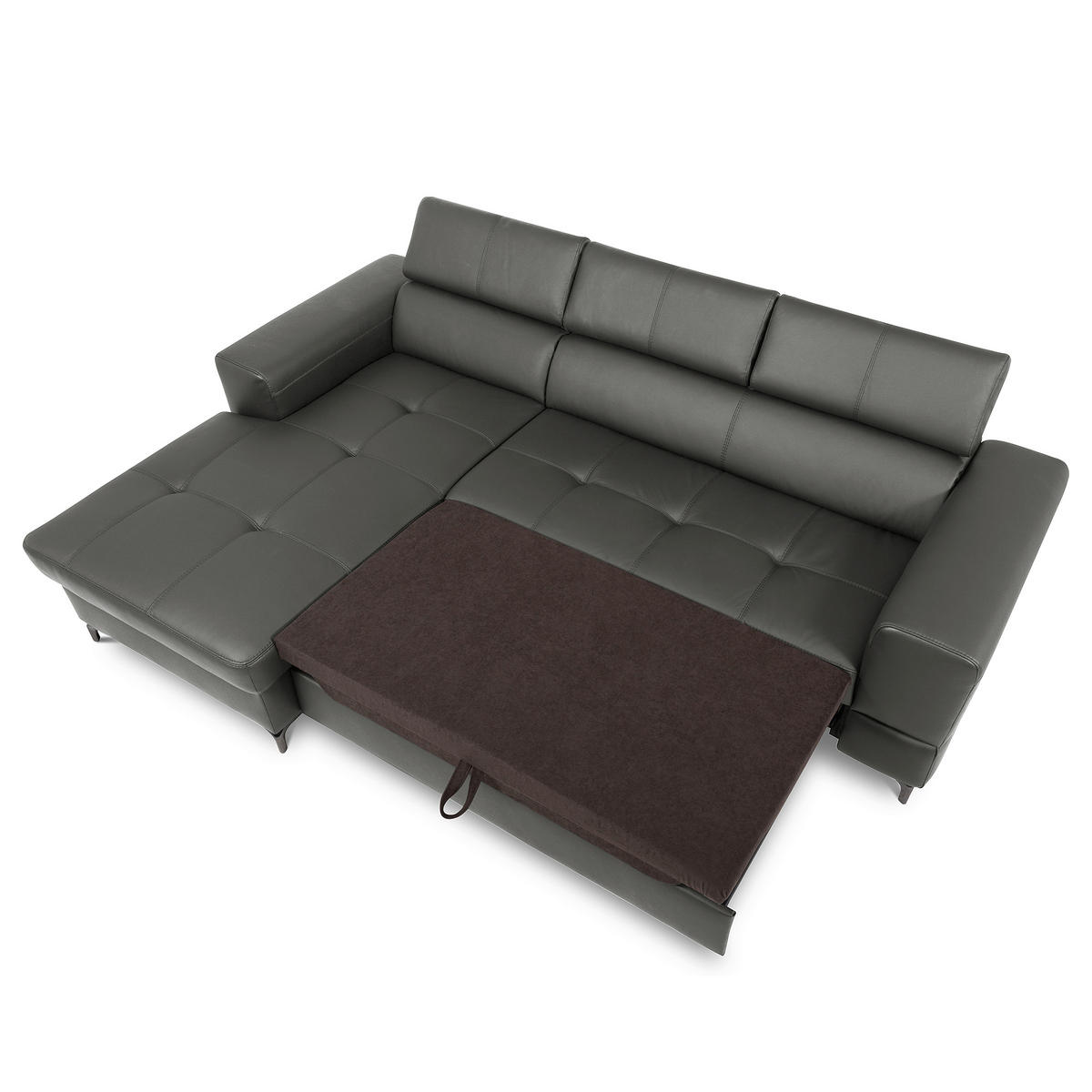 ECKSOFA  in Lederlook Echtleder Anthrazit  - Anthrazit/Schwarz, Design, Leder/Textil (173/247cm) - Livetastic