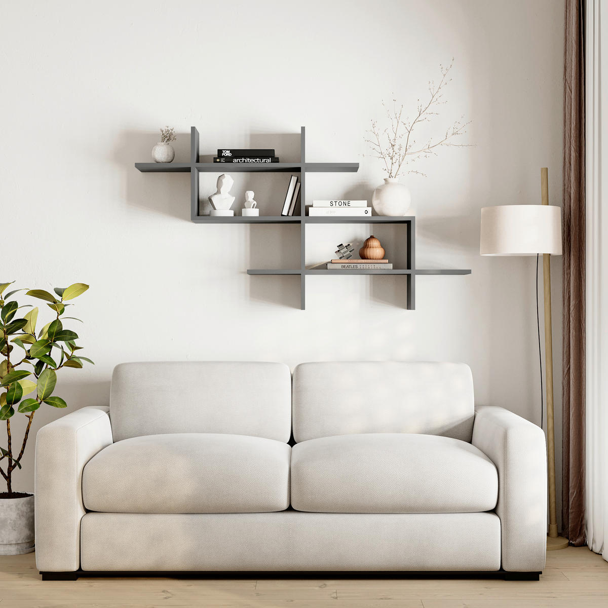 WANDREGAL  - Anthrazit, Design, Holzwerkstoff (150/82/22cm) - Livetastic