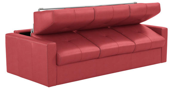 SCHLAFSOFA Bard in Echtleder Rot  - Rot/Hellgrau, KONVENTIONELL, Leder/Kunststoff (206/81/96cm) - Novel