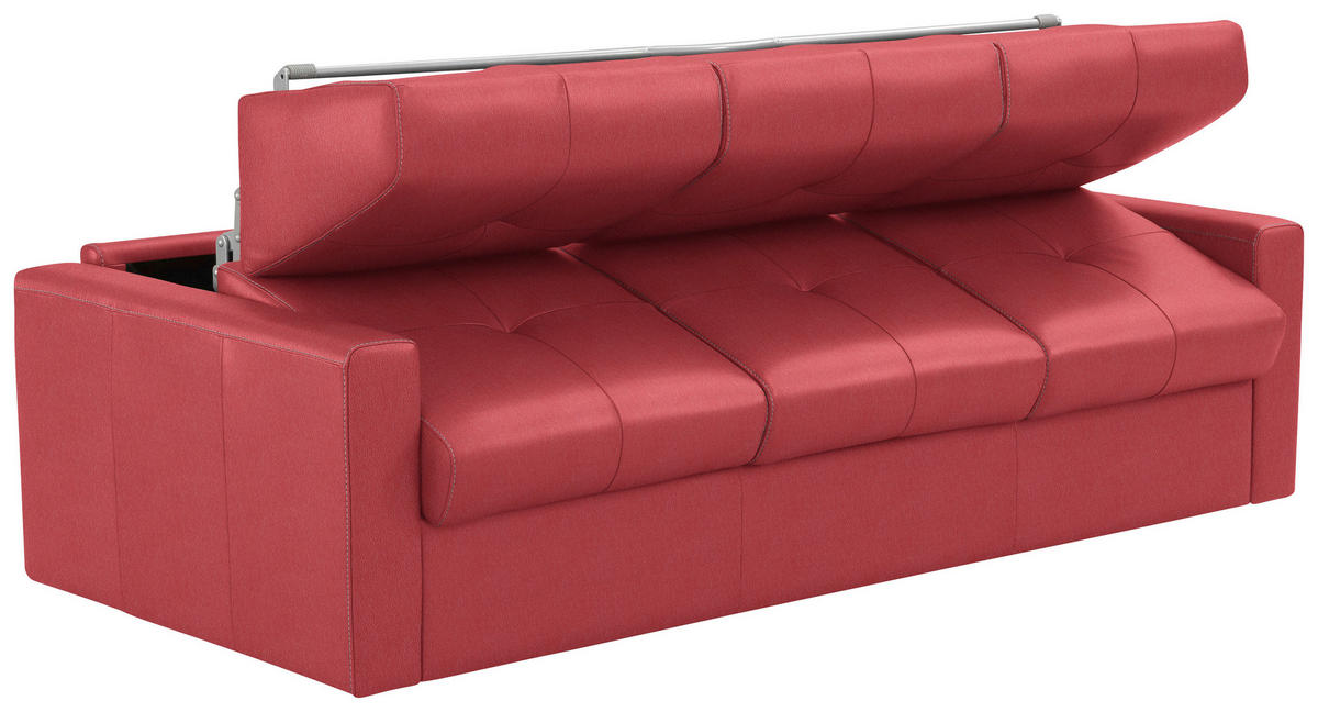 SCHLAFSOFA Rot  - Rot/Hellgrau, Konventionell, Leder/Kunststoff (206/81/96cm) - Novel