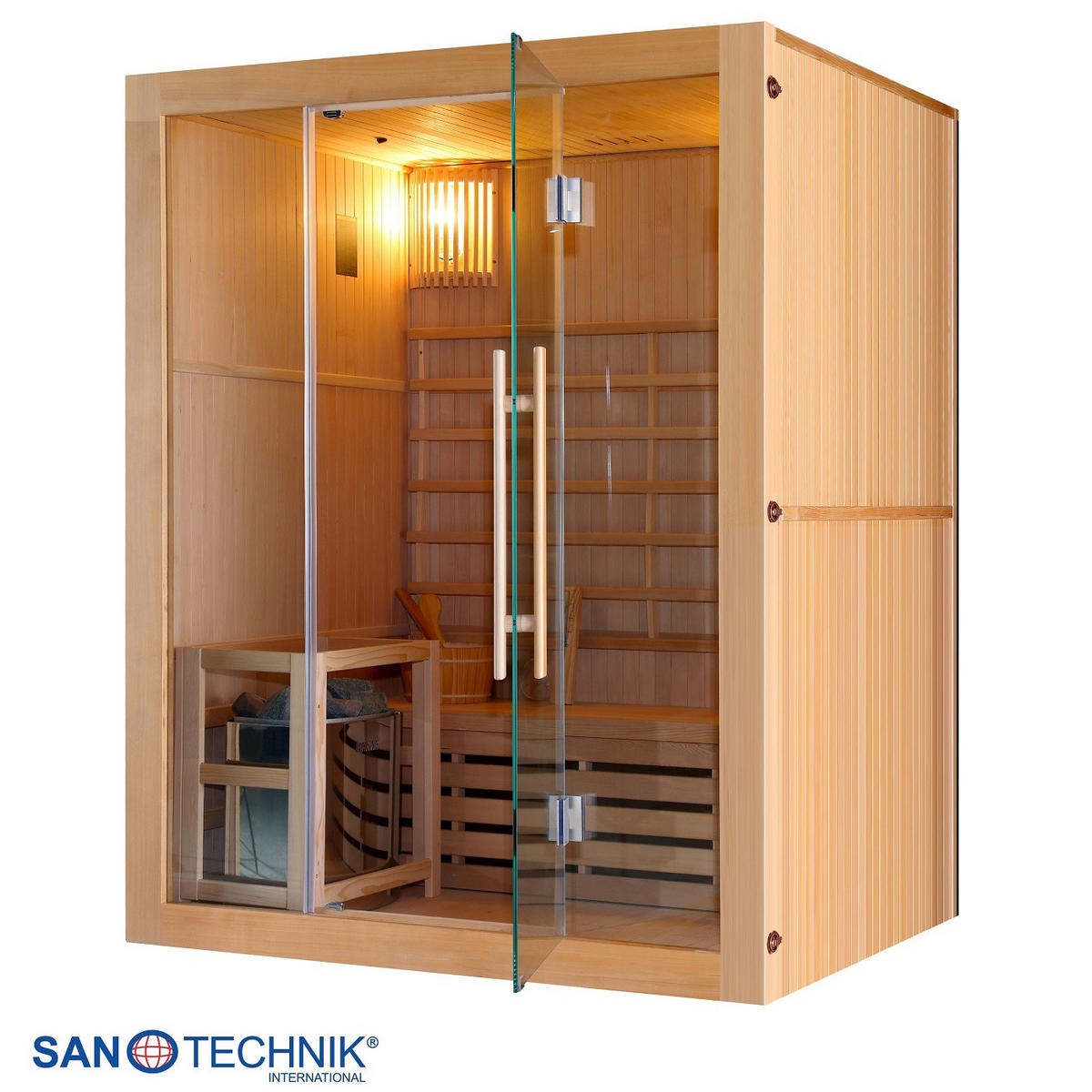 SAUNA für 3 Personen  - Basics, Holz (150/190/120cm)