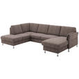 WOHNLANDSCHAFT in Flachgewebe Braun - Chromfarben/Braun, KONVENTIONELL, Textil/Metall (200/305/168cm) - Voleo