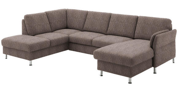 WOHNLANDSCHAFT in Flachgewebe Braun - Chromfarben/Braun, KONVENTIONELL, Textil/Metall (200/305/168cm) - Voleo