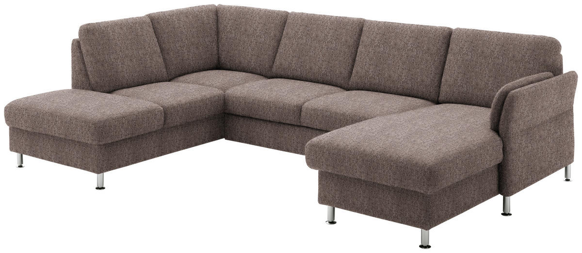 SOFFA i flatväv brun  - kromfärg/brun, Klassisk, metall/textil (200/305/168cm) - Beldomo System