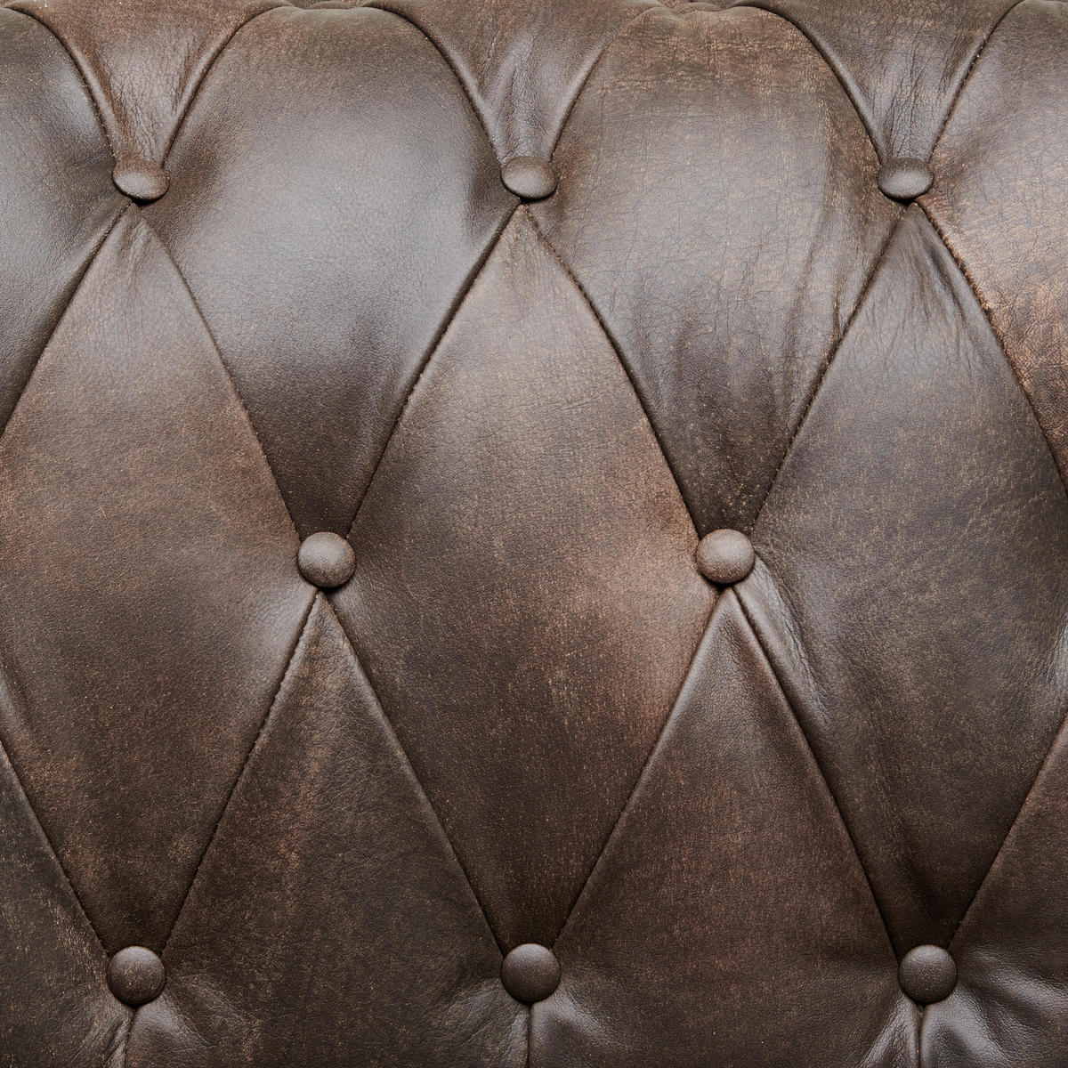 CHESTERFIELD-SOFA in Echtleder Dunkelbraun  - Wengefarben/Dunkelbraun, Lifestyle, Leder/Holz (206/76,5/96cm) - Landscape