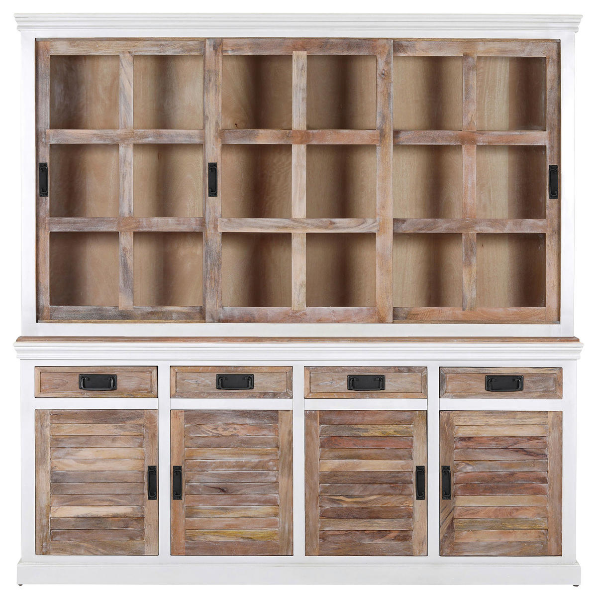 BUFFET 200/200/40 cm  in Naturfarben, Weiß  - Schwarz/Naturfarben, Design, Holz/Metall (200/200/40cm) - Landscape