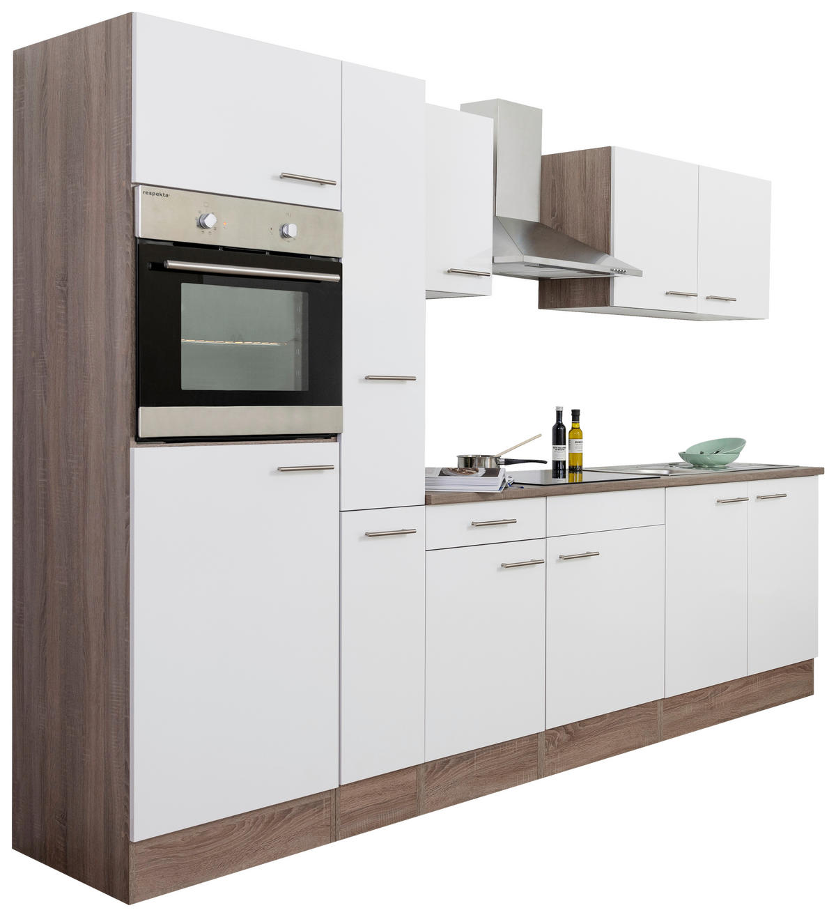 KÜCHENLEERBLOCK 300/205/60 cm   in Weiss, Eichefarben  - Weiss/Eichefarben, Basics, Holzwerkstoff/Metall (300/205/60cm) - Respekta