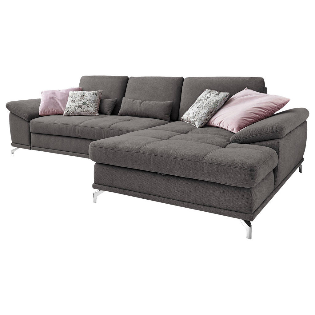 Thumbnail - Sit & More Ecksofa, Grau, Textil, 5-Sitzer, Ottomane rechts, L-Form, 301x176 cm, Goldenes M, Oeko-Tex® Standard 100, Mad...