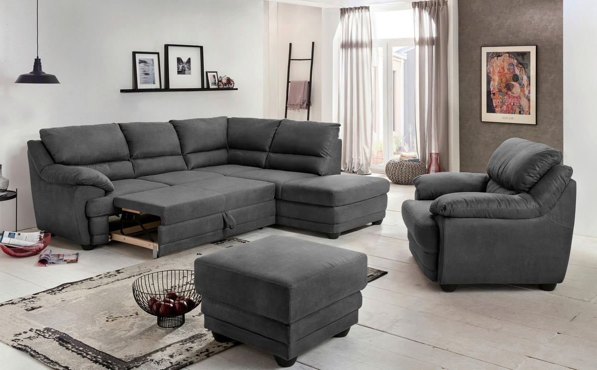HOCKER in Textil Anthrazit  - Anthrazit/Schwarz, Design, Kunststoff/Textil (65/46/65cm) - Livetastic