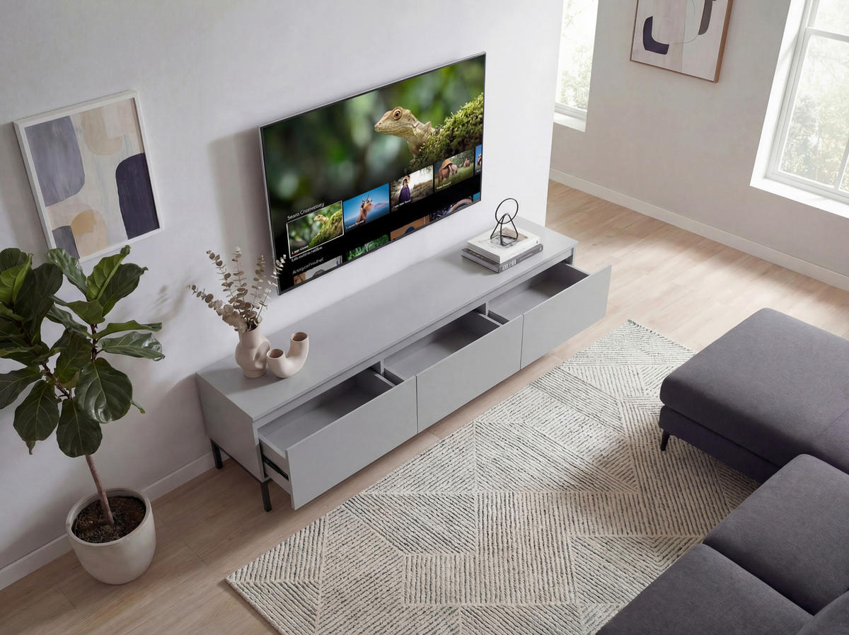 TV-BÄNK  150/46/37 cm 3 låda(or) stående  - grå/svart, Design, metall/trämaterial (150/46/37cm) - Livetastic