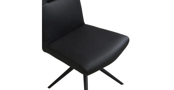 STUHL Echtleder Schwarz  - Schwarz, Trend, Leder/Metall (47/89/62cm) - Novel