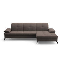 ECKSOFA Graphitfarben Flachgewebe  - Schwarz/Graphitfarben, KONVENTIONELL, Textil/Metall (279/185cm) - Sit & More