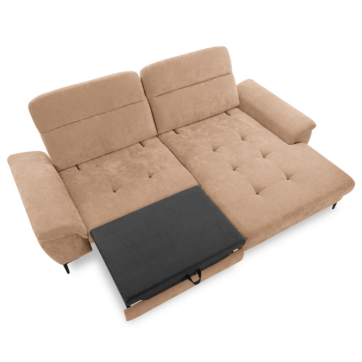 ECKSOFA  Webstoff Rotbraun  - Rotbraun/Schwarz, Design, Textil/Metall (268/195cm) - Livetastic